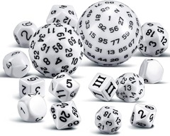 15 Pieces Complete Polyhedral D3-D100 (White and Black)